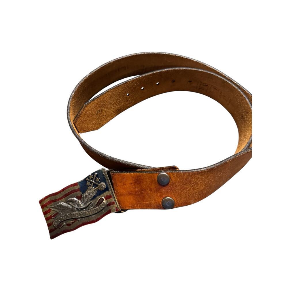 American Flag & Eagle Leather Belt